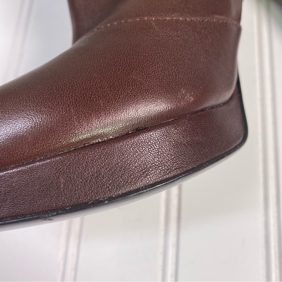 Via Spiga Tocarra brown leather platform ankle booties - Picture 12 of 14